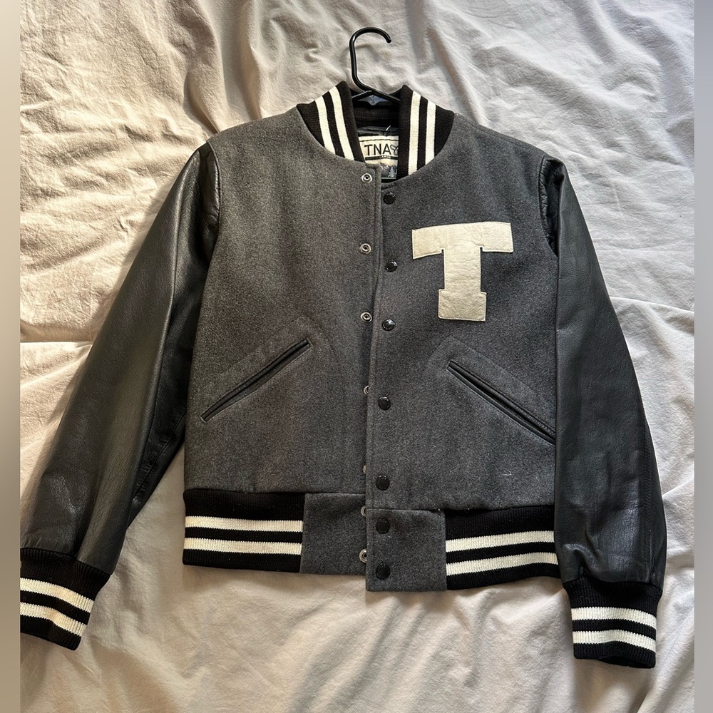 TNA Gray and Black Varsity Jacket